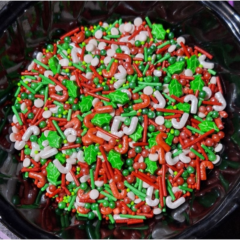 HOLLY LEAF & CANDY CANE SPRINKLE TOPPER | Shopee Philippines