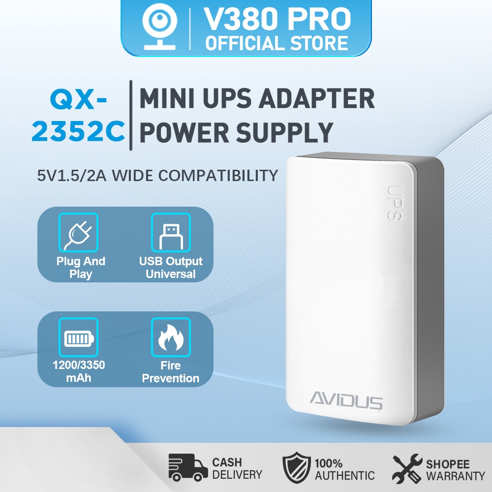 V380 PRO 5V1.5A Mini UPS Adapter Power Supply Emergency Power 1200mah