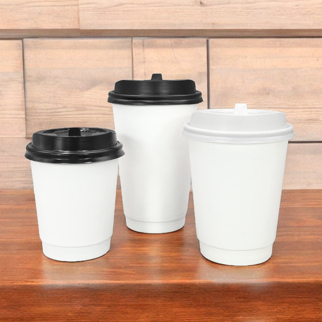 50pcs 8oz/12oz/16oz Disposable Double Wall Coffee Paper Cup Plain White ...