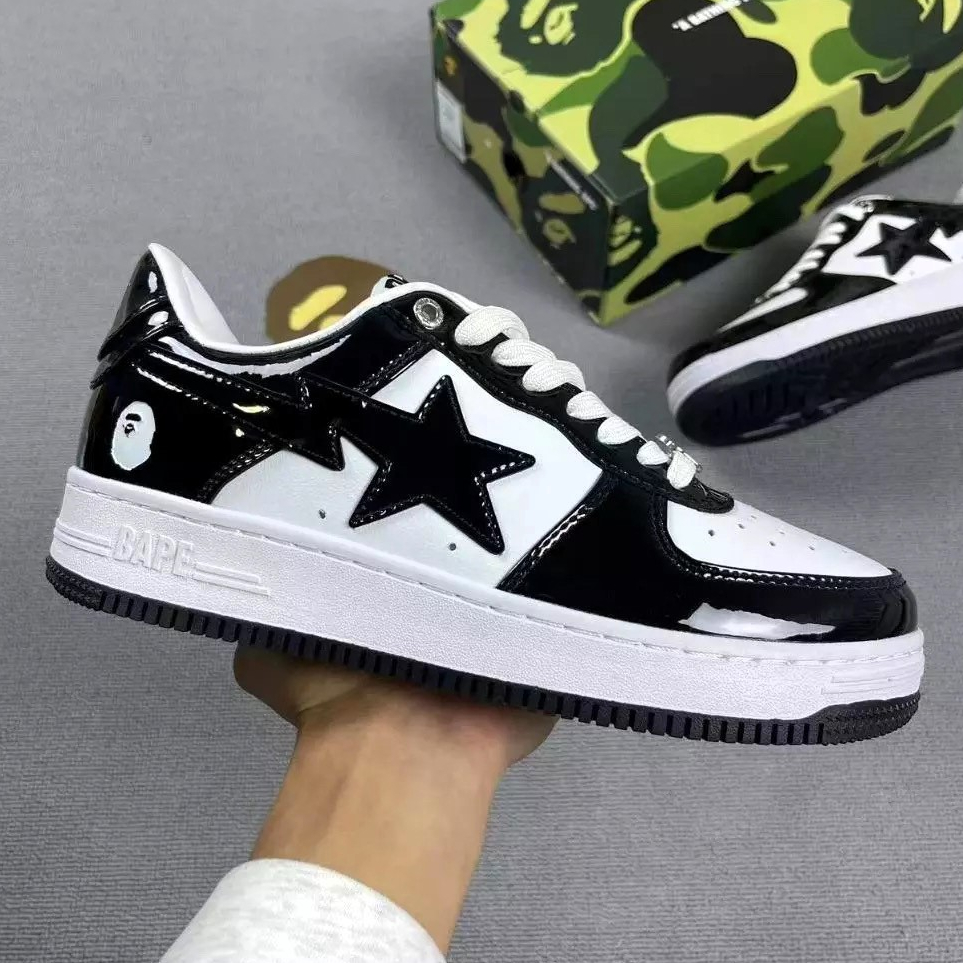 Size 36-45 KKAAX Bape Star Casual Rubber Shoes Glossy Sneakers Shoes ...