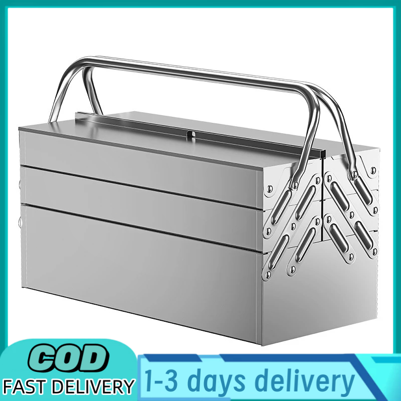3layer stainless steel toolbox Car storage box Multilayer folding