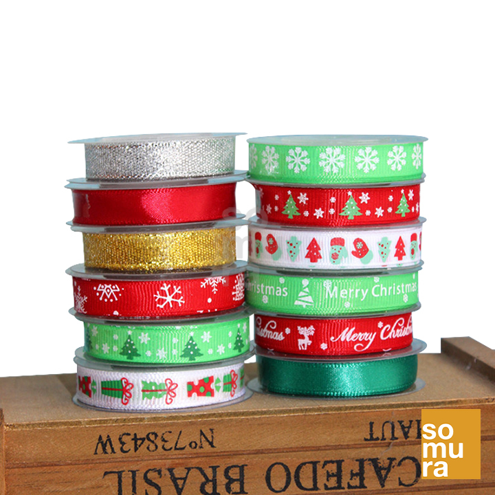1CM Christmas Ribbon Rolls - Decorative Ribbons for Festive Gift ...
