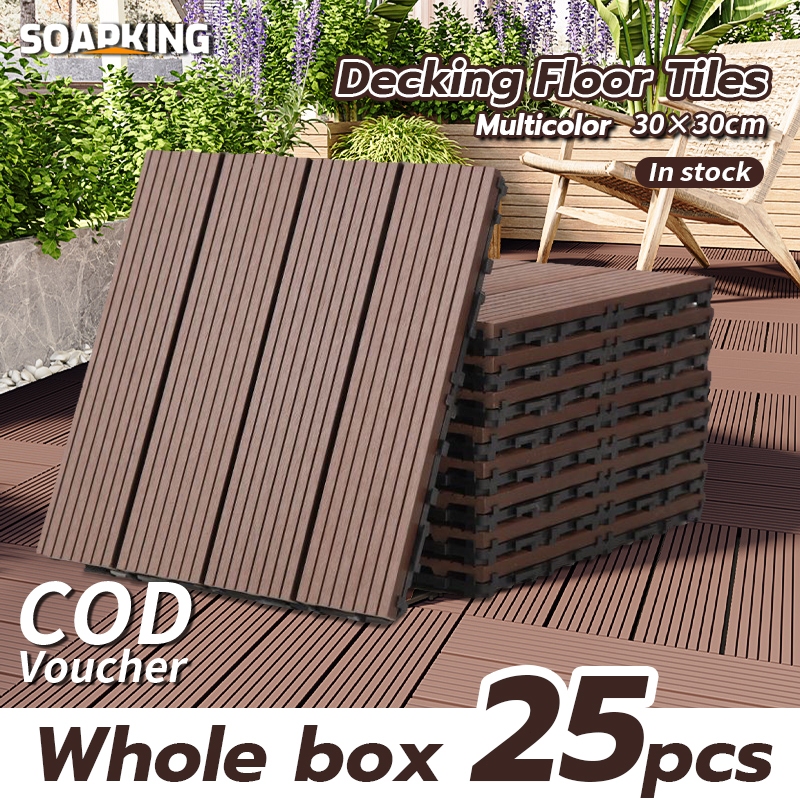 30*30cm Floor Tiles Interlocking Solid Wood DIY Deck Tiles Indoor