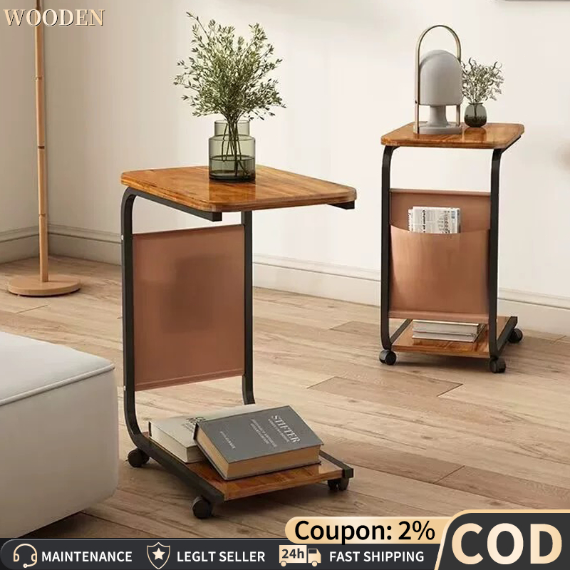 ⚡️COD⚡️Movable Sofa Side Table Coffee Table with wheels Minimalist Tea ...