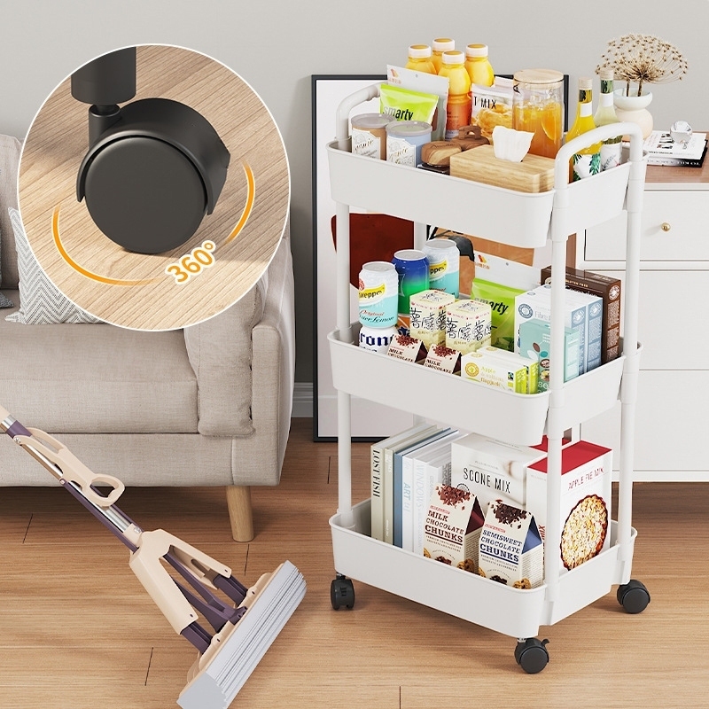 3/4/5 Layer Trolley Cart Organizer Moving Rack Storage Shelf with ...
