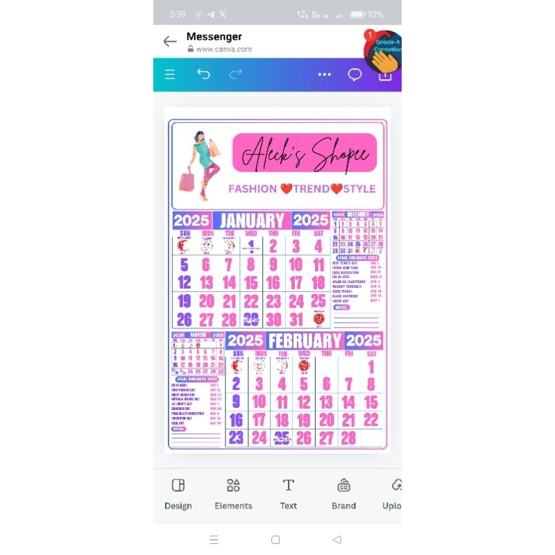 Personalized Commercial calendar 2025 | Shopee Philippines