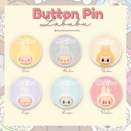 LABUBU Have a Seat Button Pin 58mm/2.28inches | Shopee Philippines