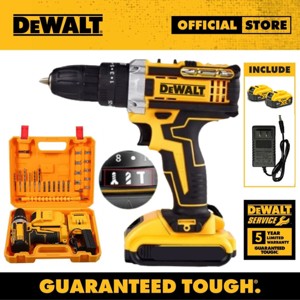 DeWalt 128V Cordless Hammer Drill Driver with Free Two 128V Batteries