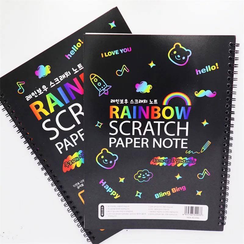 large color rainbow scratch art paper note book full | Shopee Philippines