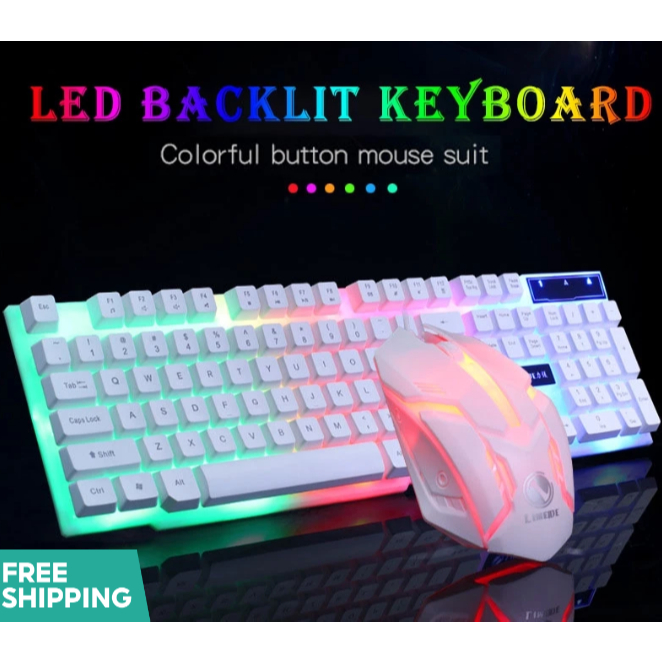 USB Wired Mechanical Gaming Keyboard Rainbow LED Backlit Keyboard For ...