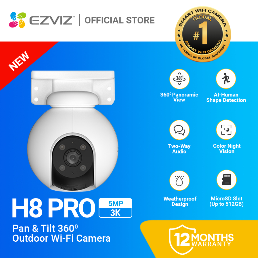 EZVIZ H8 Pro 3K/5MP Outdoor Waterproof Security Wifi Camera 360