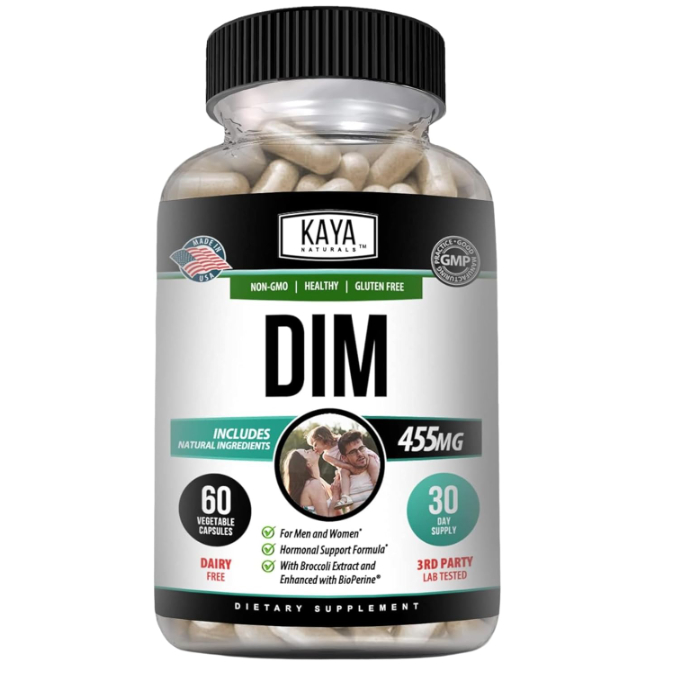 455 mg DIM Supplement with Broccoli Extract & BioPerine Hormonal ...