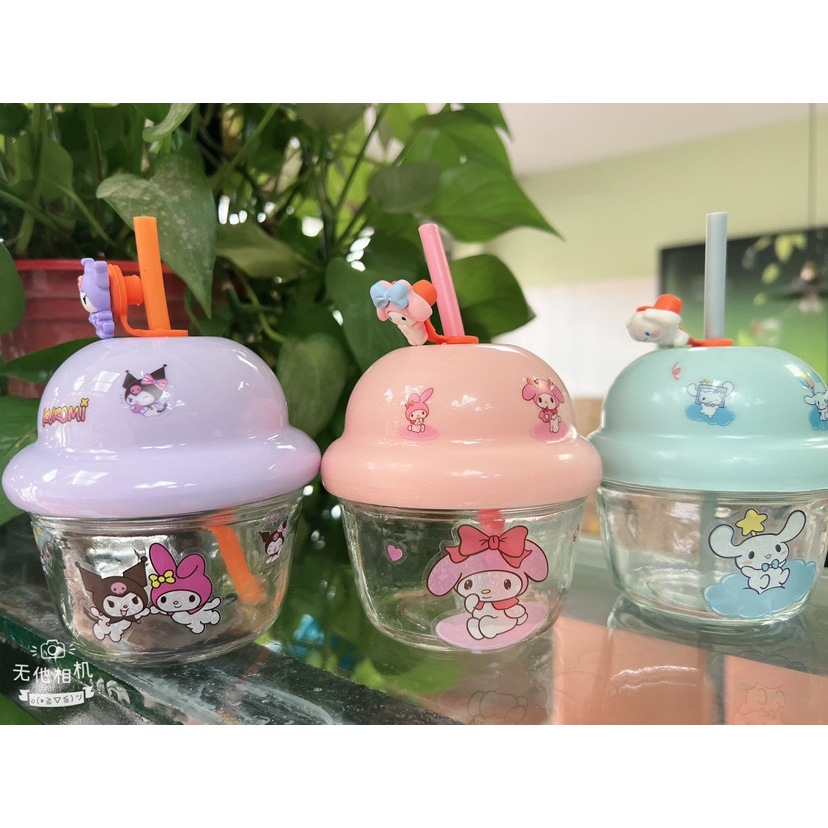 Sanrio glass straw cup mini cup kuromi my melody children's water cup