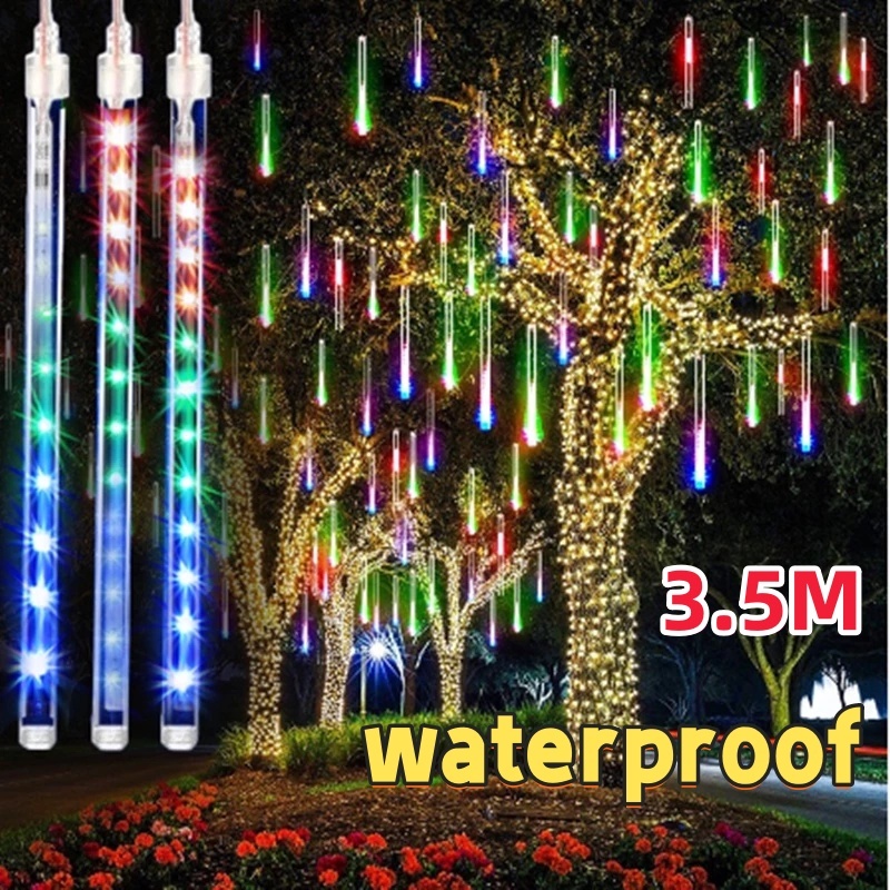 3.5M Meteor Shower Lights 288LED Rain Lights for Outdoor Garden Tree ...