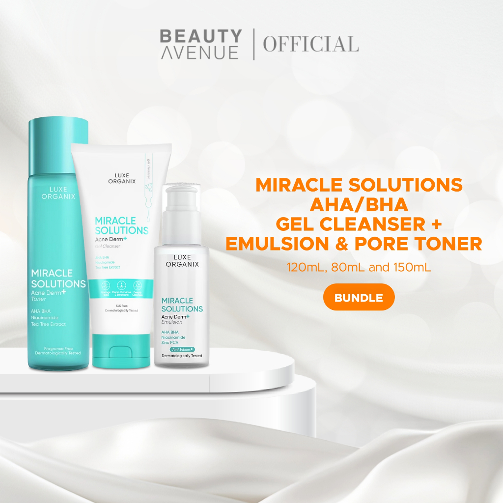 Luxe Organix Miracle Solutions Aha/Bha Gel Cleanser 120mL & Emulsion ...