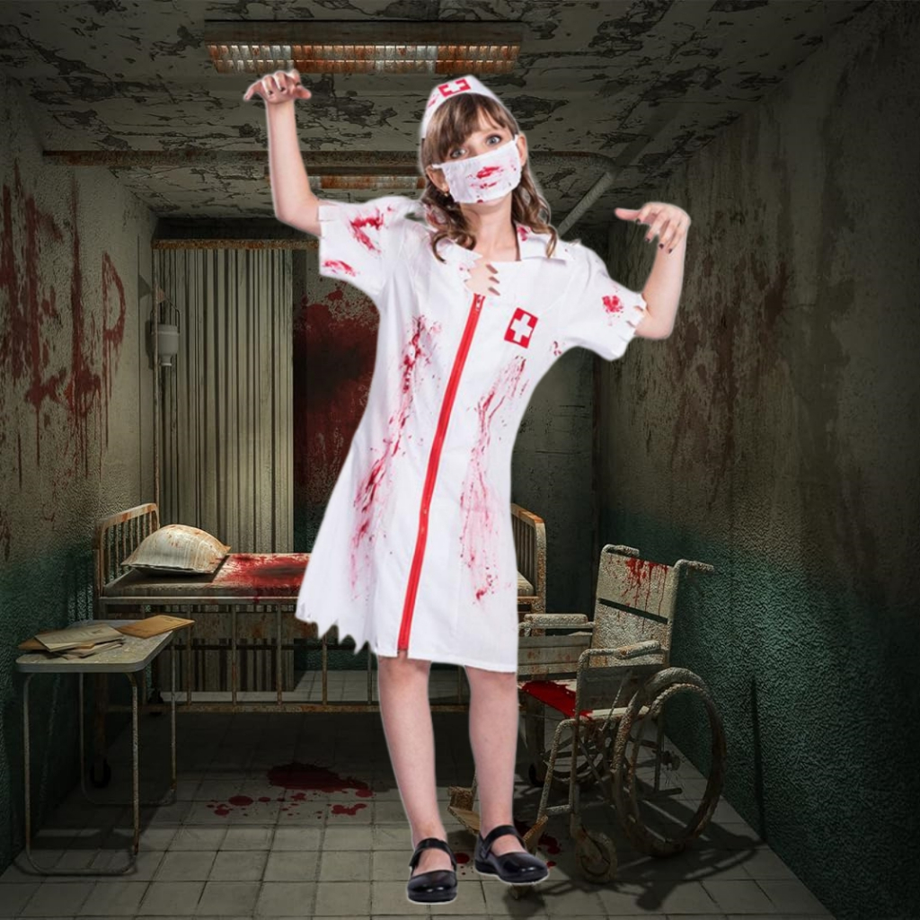 Halloween Girl Bloody Nurse Costume Girl Scary Bloody Zombie Nurse