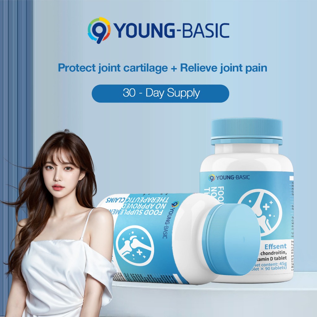 9 YOUNG-BASIC Glucosamine Chondroitin Calcium and Vitamin D3 90 Tablets ...