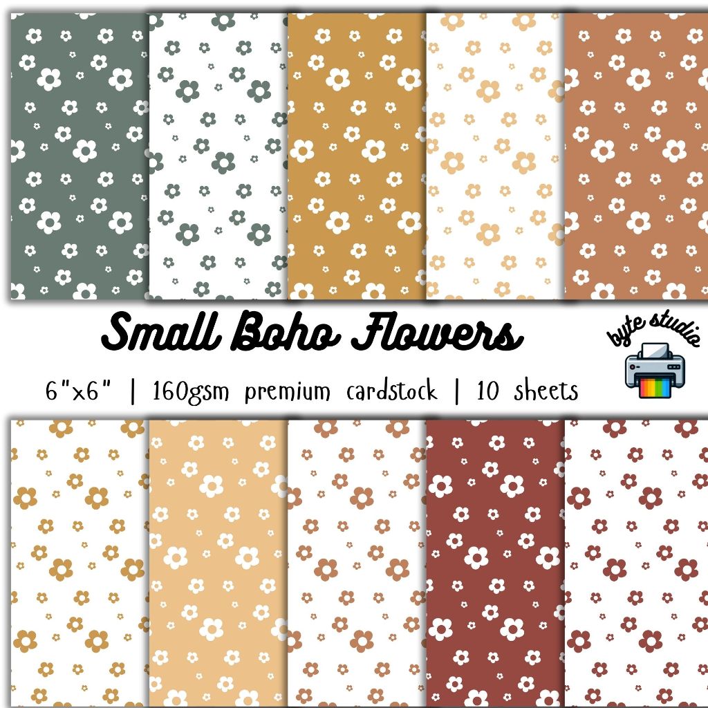 10 Sheets Small Boho Flowers by byte studio | Cardstock Premium Paper ...