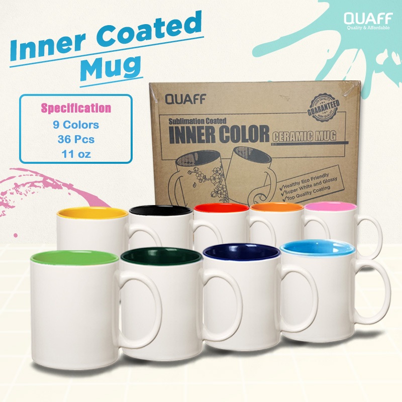 1-Box QUAFF Coated Inner Color Mug 11oz Sublimation Printable Mugs ...