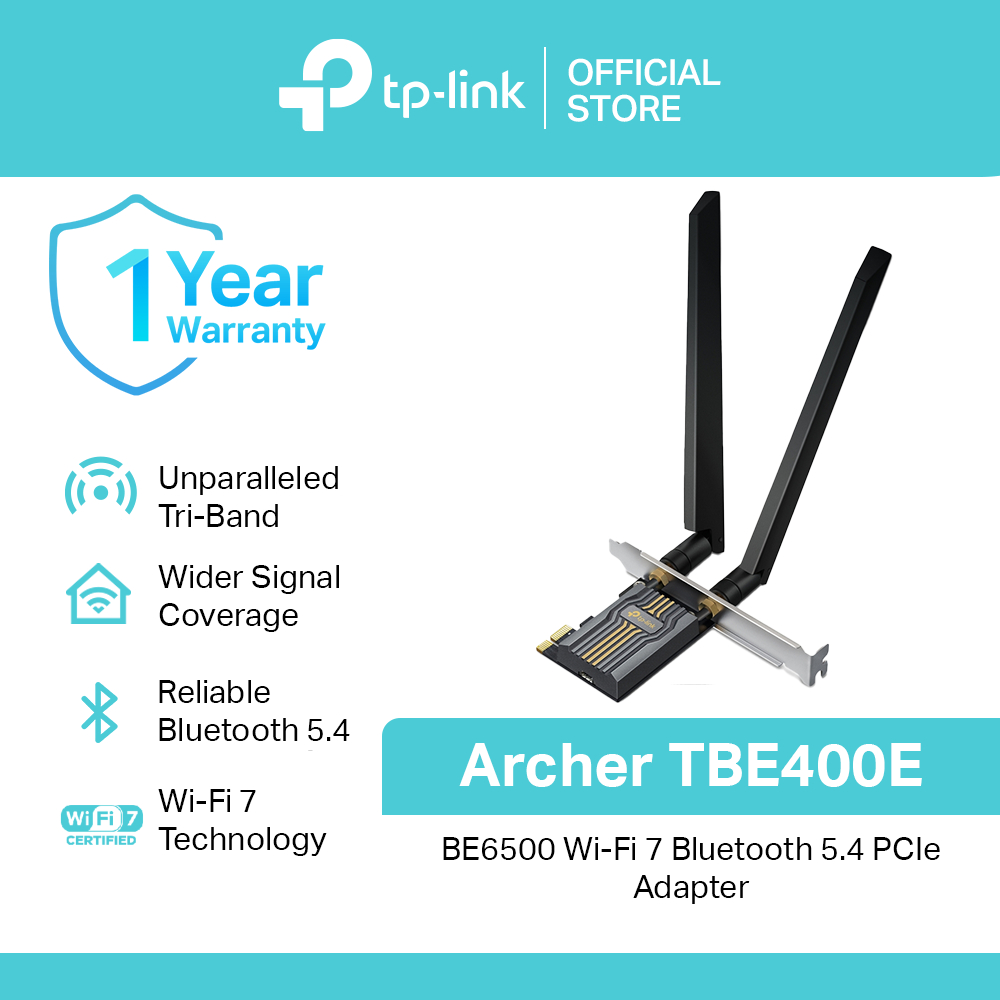 TP-Link Archer TBE400E BE6500 Tri-Band Wi-Fi 7 Bluetooth 5.4 PCIe ...