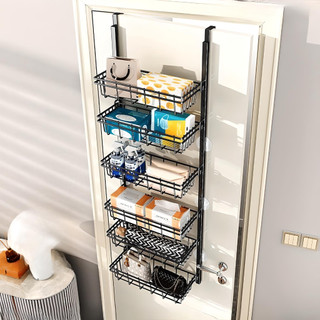 Black 6 Layer Door Hanging Storage Rack Adjustable Back Door Organizer ...