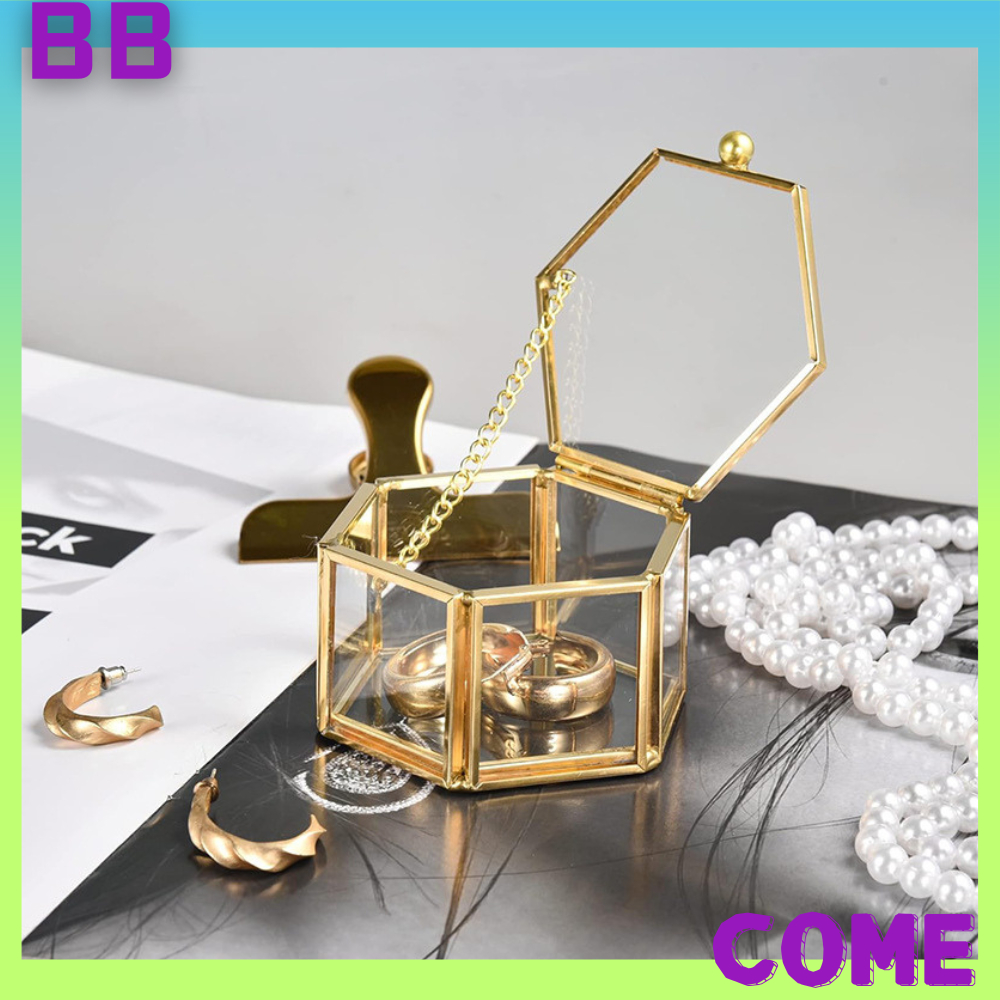 Ring Box Transparent Glass Box Jewelry Organize Box Hexagon Wedding ...