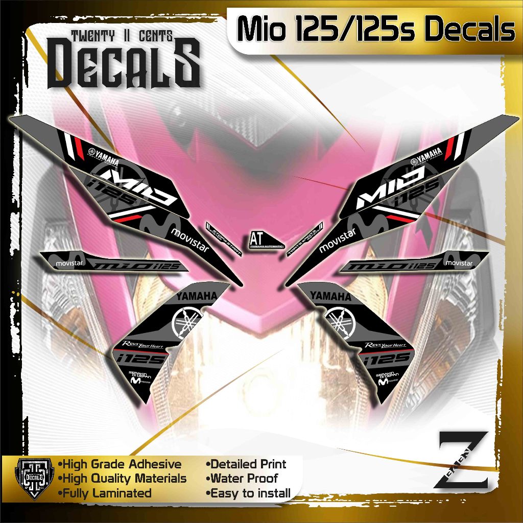 Yamaha Mio i 125 125s Decals High-Quality Stickers stock size (movistar)