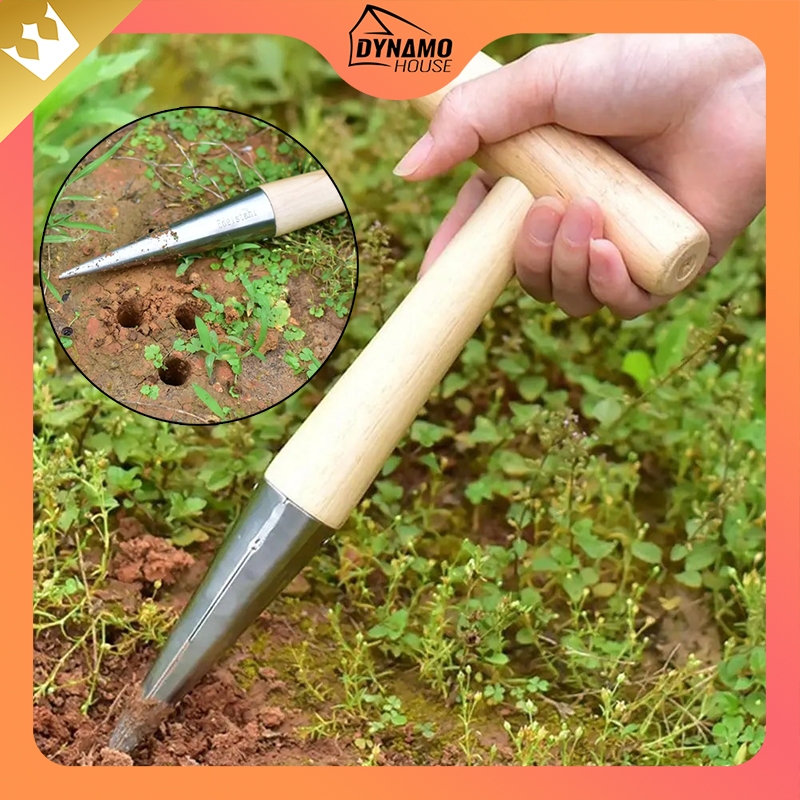 Hand Sow Dibbler With Wood Handle For Sowing Seeds Transplanting Plants ...