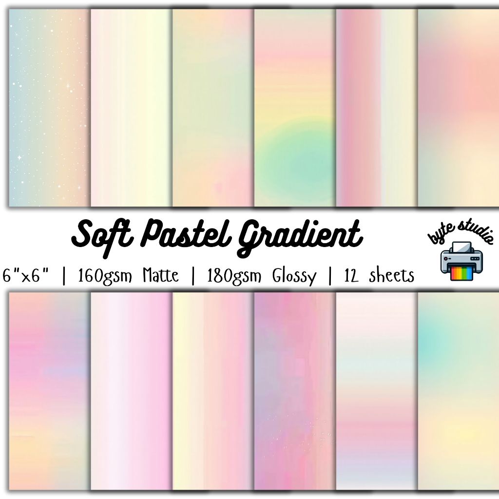 12 Sheets Soft Pastel Gradient by byte studio | Cardstock Craft Paper ...