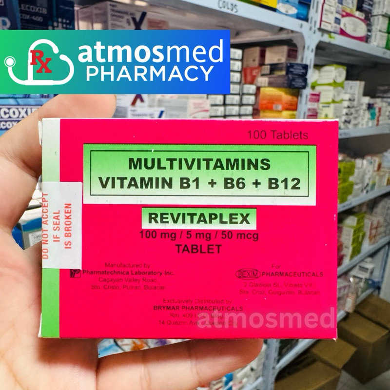 REVITAPLEX Vit B Complex 100 Tablets for Nerves / Ugat B1 + B6 + B12 ...