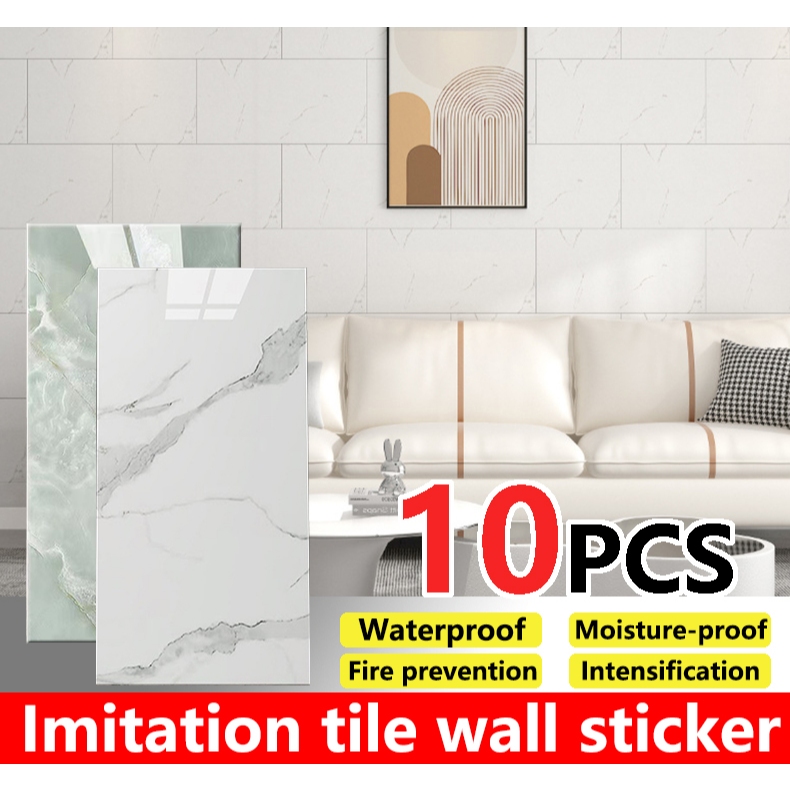 10pcs Marble Wallpaper Adhesive Waterproof Marble Wall Sticker Self ...