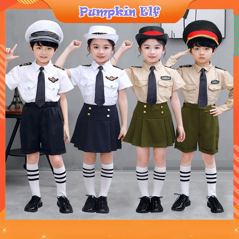 Flight Attendant Pilots Careers Cosplay Costumes for Kids Performance ...