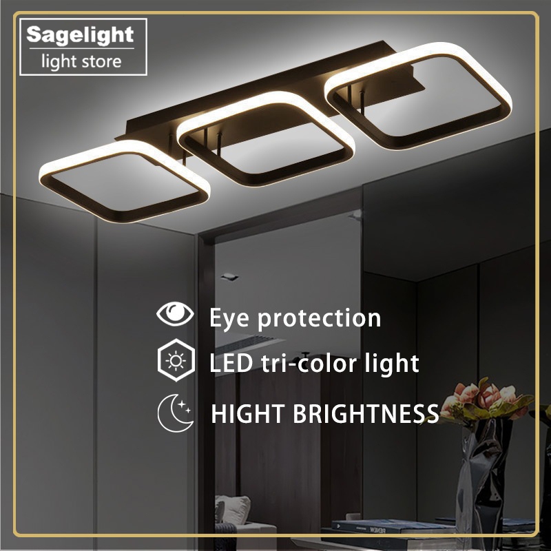 LED Ceiling Light Tri-Color Acrylic Flush Mount Drop light for Living ...