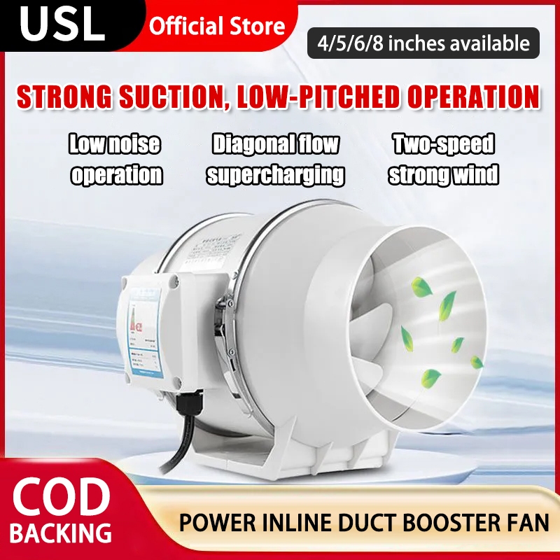 Duct Exhaust Fan 4/5/6/8 Inch White Circular Duct Fan 220v High Suction ...