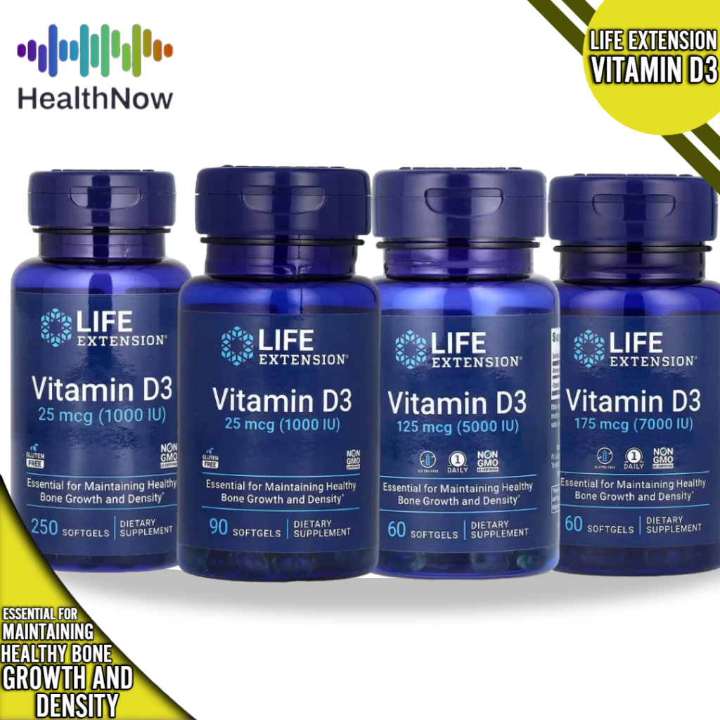 Vitamin D3, 25 mcg (1,000 IU), 90/250 Softgels or Life Extension ...