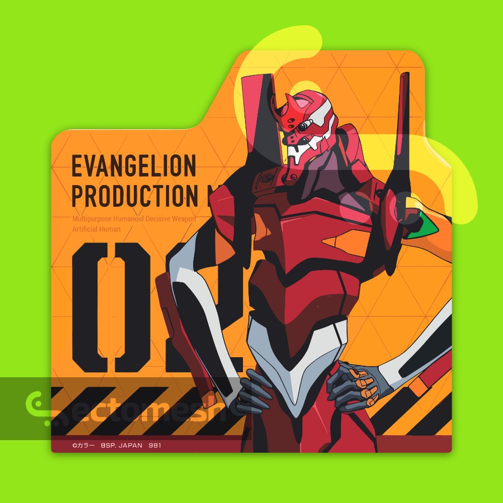 Evangelion EVA-02 Character Tile - Vinyl Waterproof Car Sticker by ...
