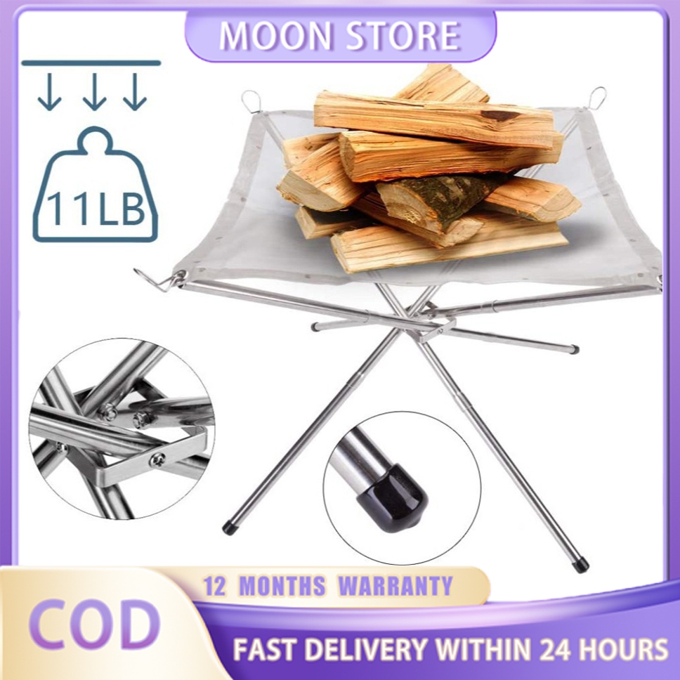 Foldable Camping Bonfire Rack Outdoor Campfire Rack Mesh Fireplace ...