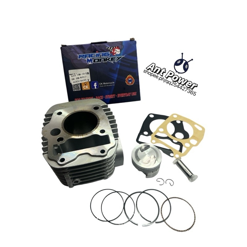 RACING MONKEY CYLINDER BLOCK STEEL BORE SEMI DOME WAVE 125/XRM125 CARB ...