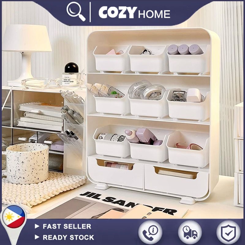 Desktop storage box drawer multi grid item box multi-layer stationery ...
