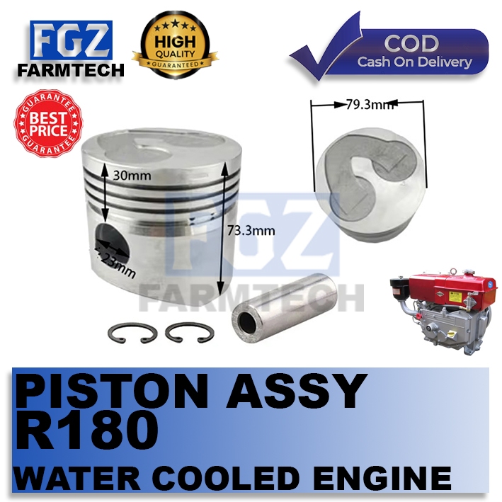 PISTON ASSY R180 HIGH COMP WATER COOLED DIESEL ENGINE ASSEMBLY HI COMP ...
