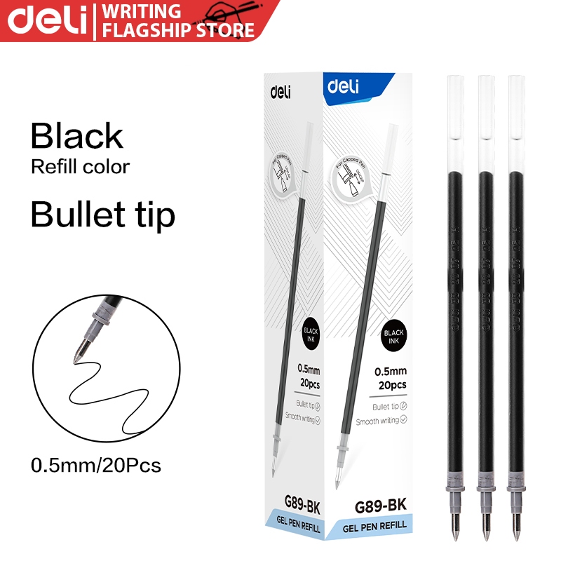 DELI smooth sliding cap refill 0.5mm bullet (piece) | Shopee Philippines