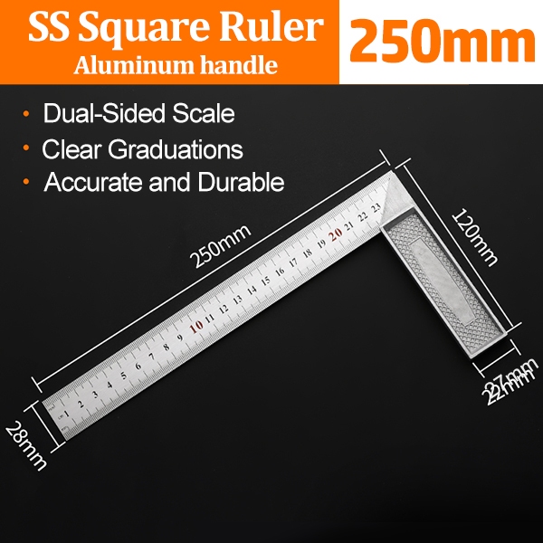 C&K Square Ruler 250/ 300mm Stainless Steel Carpenter L Shape 90° 10 ...