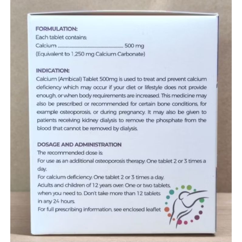 CALCIUM Ambical 500 mg 100 Tablets For Bone Health 100% Authentic FDA ...