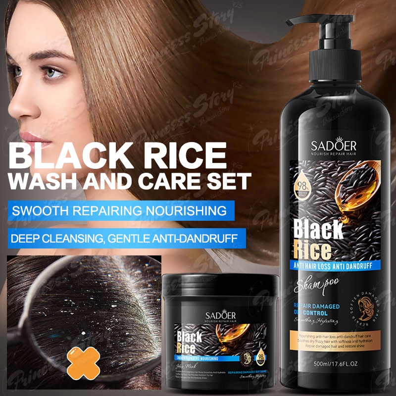 Black Rice Hair Shampoo Fast Regrowth Hair Thick Anti-Hair Loss Anti ...