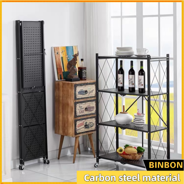 Kitchen Rack Multifunction Shelf With Wheels Heavy Duty Metal Rack ...