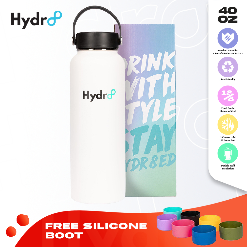 Hydr8 40oz White Wide Mouth Vacuum Insulated Flask Stainless Water ...