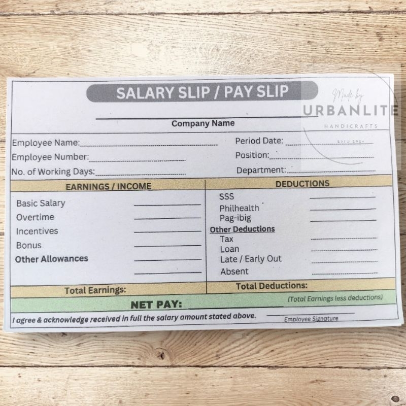 SALARY SLIP / PAY SLIP PAD PAYROLL 60SHEETS PER PAD NON CARBONIZED With ...