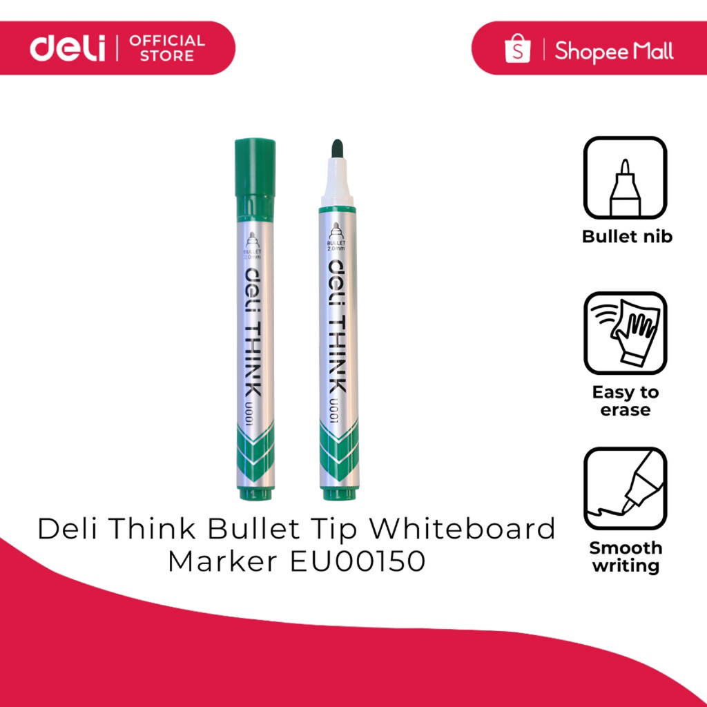 Deli EU00150 Think Bullet Tip Whiteboard Marker [7531U00150] | Shopee ...