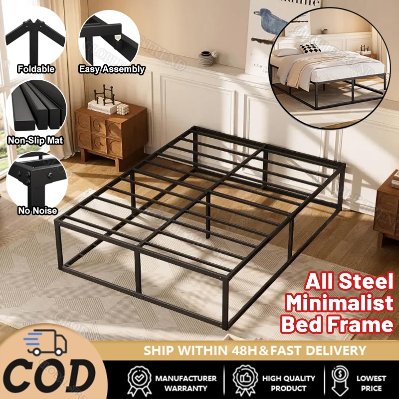 Minimalist Iron Bed Frame High Load Bearing Metal Bed Frame Single ...