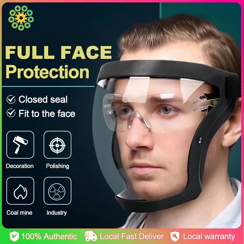 Transparent Full Fcae Mask Face shield Acrylic Anti Fog Dustproof Face ...
